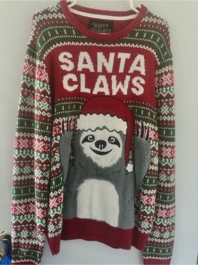 Happy Holidays "Santa Claws" Red Men's Crewneck Sweater